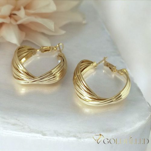 Goldfilled Cercei antialergici cerc răsucit 35mm culoare 14K	