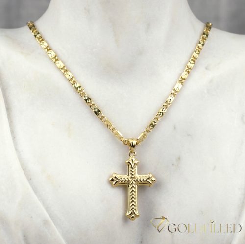 Lanț antialergic „Goldfilled” 55cm/3mm + pandantiv, culoare 14K