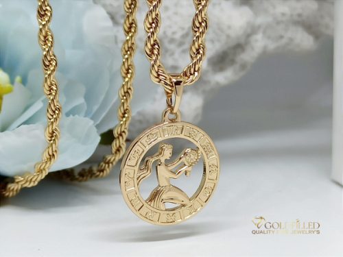 Colier antialergic Goldfilled 55cm / 3mm + pandantiv fecioară culoare 18K