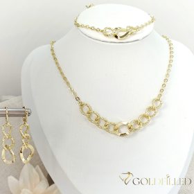   Lanț antialergic „Goldfilled” 45cm/3-12mm + Brățară 17-20cm + Cercei, culoare 14K