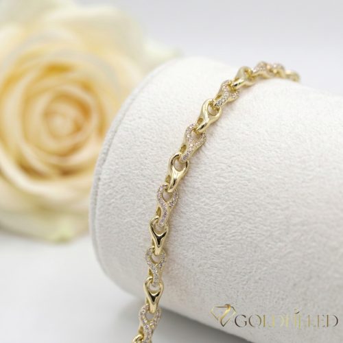 Bratara placata cu aur "Goldfilled" anti-alergenic, lungime 19 cm si grosime 5 mm, culoare 14K