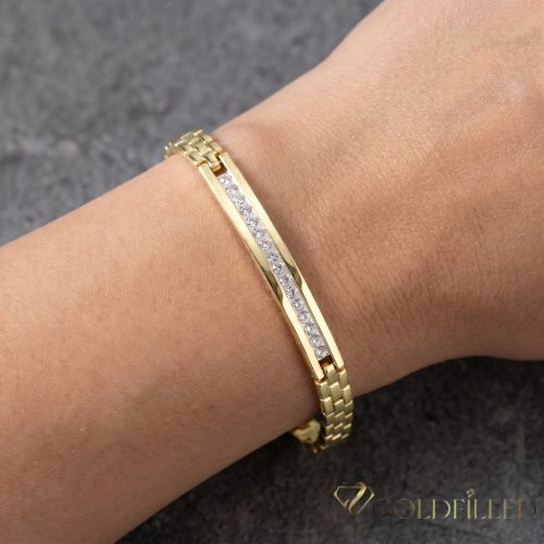 Bratara placata cu aur "Goldfilled" anti-alergenic, lungime 19 cm si grosime 6 mm, culoare 14K
