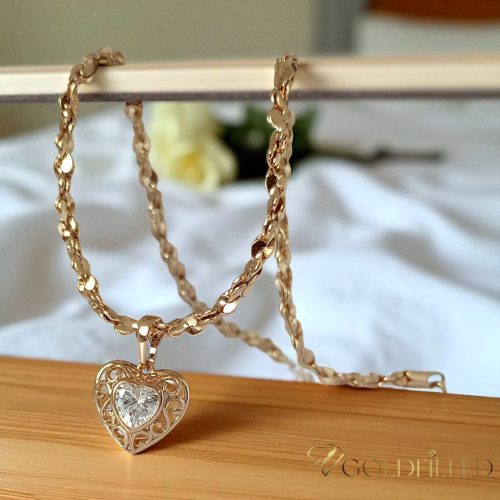 Lanț antialergic „Goldfilled” 50cm/3,5mm + pandantiv, culoare 18K