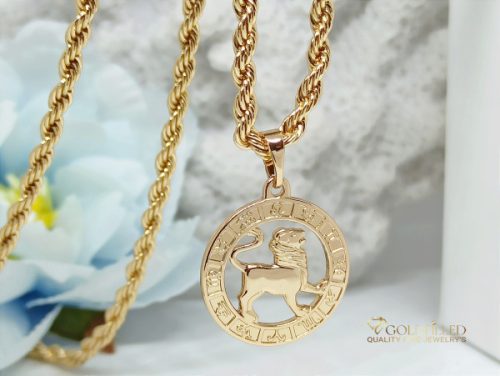 Colier antialergic Goldfilled 55cm / 3mm + pandantiv leu culoare 18K