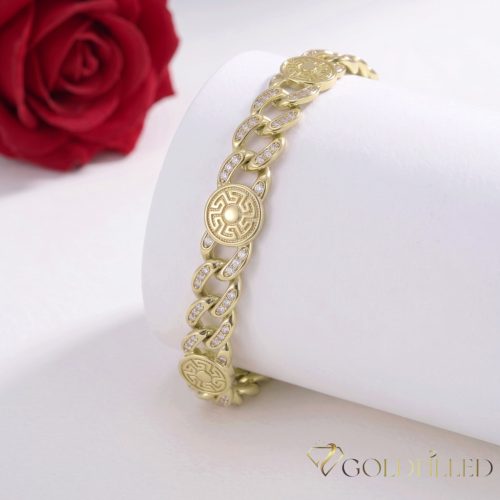 Bratara placata cu aur "Goldfilled" anti-alergenic, lungime 18 cm si grosime 9 mm, culoare 14K