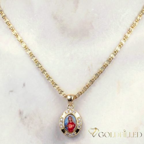 Lanț antialergic „Goldfilled” 50cm/3mm + pandantiv, culoare 14K