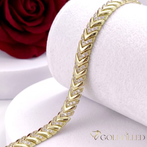 Bratara placata cu aur "Goldfilled" anti-alergenic, lungime 19 cm si grosime 9 mm, culoare 14K