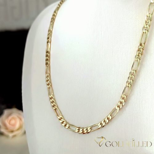 Colier "Figaro"  antialergenic „Goldfilled” placat cu aur, în mai multe dimensiuni 4 mm  grosime, culoare 14K