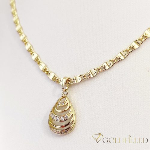 Lanț antialergic „Goldfilled” 55cm/4mm + pandantiv, culoare 14K