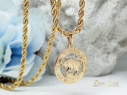Colier antialergic Goldfilled 55cm / 3mm + pandantiv taur culoare 18K