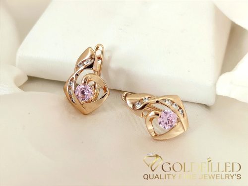 Goldfilled Antialergic Cercei cu Piatră Roz 17mm 18K Culoare