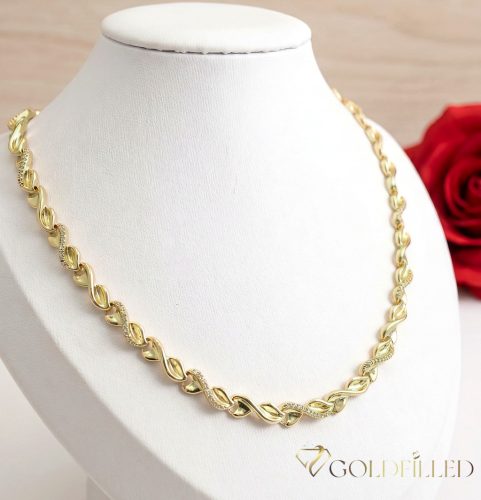 Colier exclusiv antialergenic „Goldfilled” placat cu aur, în mai multe dimensiuni 7 mm  grosime, culoare 14K