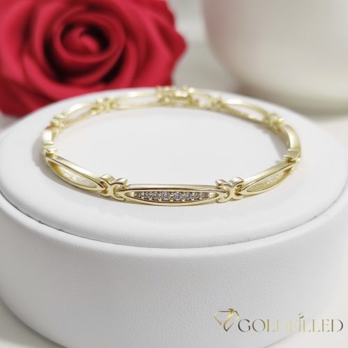 Bratara placata cu aur "Goldfilled" anti-alergenic, lungime 19 cm si grosime 4 mm, culoare 14K