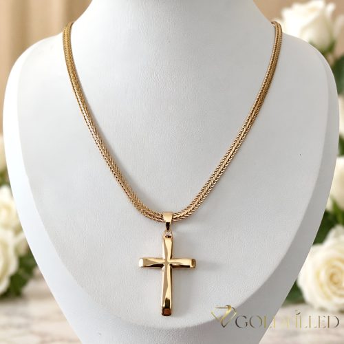 Lanț antialergic „Goldfilled” 50cm/4mm + pandantiv, culoare 18K