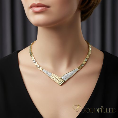 Colier exclusiv antialergic „Goldfilled” 50cm/6-16mm, culoare 14K  multicoloră