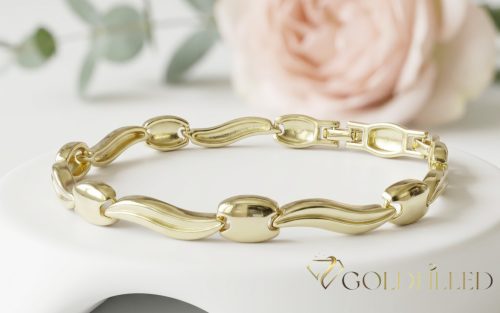 Bratara placata cu aur "Goldfilled" anti-alergenic, lungime 19 cm si grosime 7 mm, culoare 14K