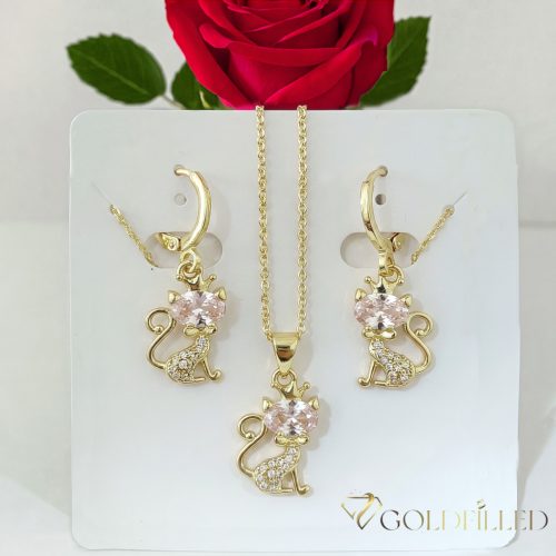Lanț antialergic „Goldfilled” 45cm/1mm + pandantiv + cercei  Culoare 14K