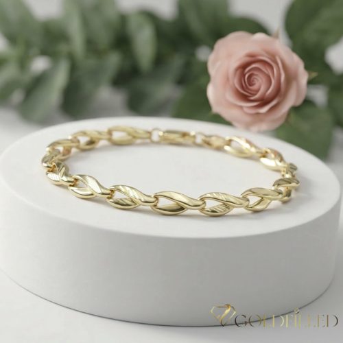 Bratara placata cu aur "Goldfilled" anti-alergenic, lungime 19 cm si grosime 6 mm, culoare 14K