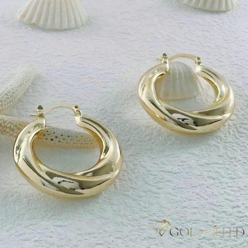 Goldfilled Cercei antialergici cerc răsucit 35mm culoare 14K	