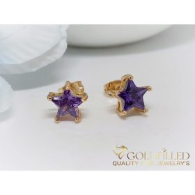   Goldfilled Cercei antialergici cu piatră mov 9mm culoare 18K	