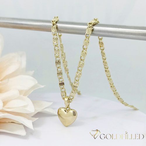 Lanț antialergic „Goldfilled” 50cm/3mm + pandantiv, culoare 14K