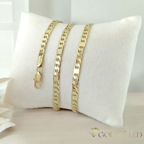 Colier "Figaro"  antialergenic „Goldfilled” placat cu aur, în mai multe dimensiuni 4 mm  grosime, culoare 14K