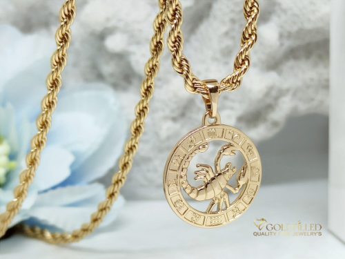 Colier antialergic Goldfilled 55cm / 3mm + pandantiv scorpion culoare 18K