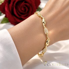   Bratara placata cu aur "Goldfilled" anti-alergenic, lungime 19 cm si grosime 7 mm, culoare 14K