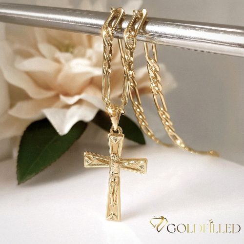 Lanț antialergic „Goldfilled” 45cm/4mm + pandantiv, culoare 18K