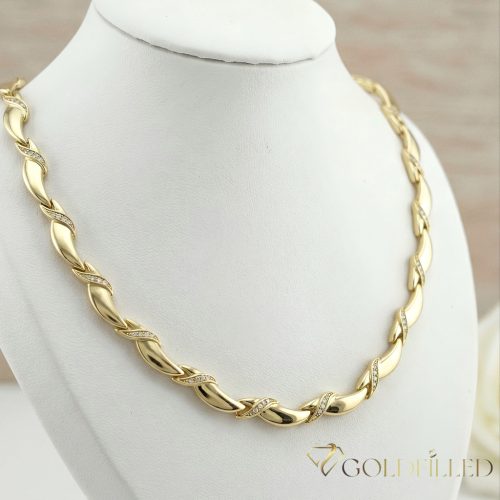 Colier exclusiv antialergenic „Goldfilled” placat cu aur, în mai multe dimensiuni 7 mm  grosime, culoare 14K