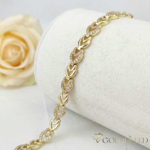 Bratara placata cu aur "Goldfilled" anti-alergenic, lungime 19 cm si grosime 7 mm, culoare 14K