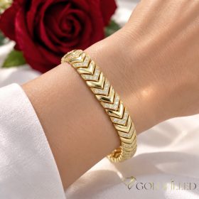   Bratara placata cu aur "Goldfilled" anti-alergenic, lungime 17 cm si grosime 9 mm, culoare 14K