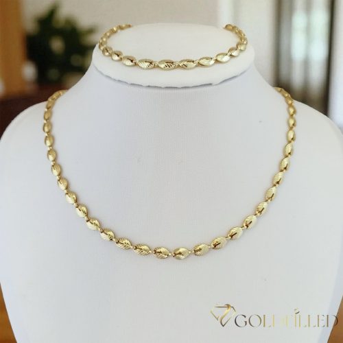 Lanț antialergic „Goldfilled” 45cm/4mm + brățară 19cm, culoare 14K