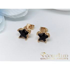   Goldfilled Cercei antialergici cu piatră neagră 9mm culoare 18K	