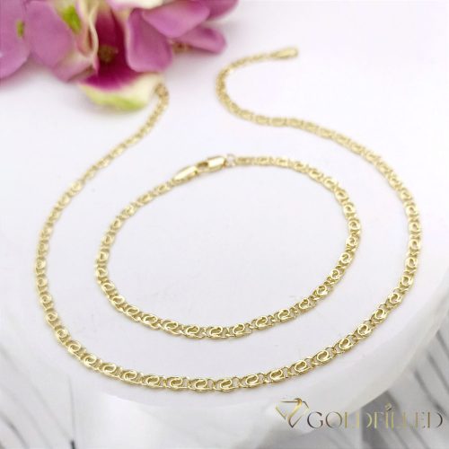 Lanț antialergic „Goldfilled” 45cm/3,2mm + brățară 19cm, culoare 14K