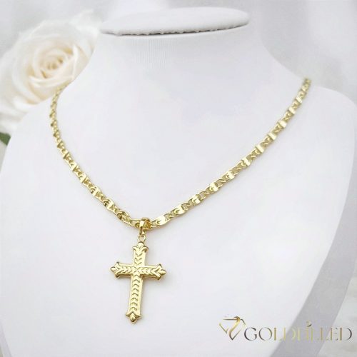 Lanț antialergic „Goldfilled” 55cm/4mm + pandantiv, culoare 14K