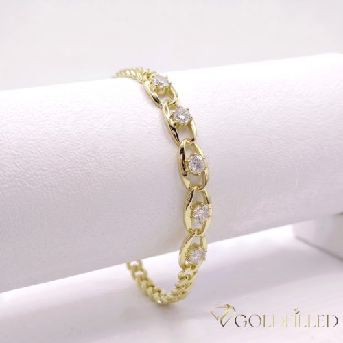 Bratara placata cu aur "Goldfilled" anti-alergenic, lungime 19 cm si grosime 7 mm, culoare 14K