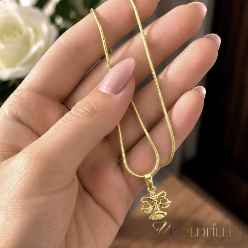 Colier antialergic Goldfilled 45cm / 1mm + pandantiv balanță culoare 14K