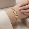 Bratara placata cu aur "Goldfilled" anti-alergenic, lungime 19 cm si grosime 10 mm, culoare 14K