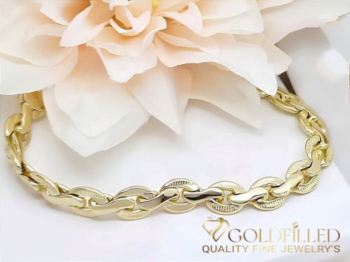 Bratara placata cu aur "Goldfilled" anti-alergenic, lungime 21 cm si grosime 8 mm, culoare 14K