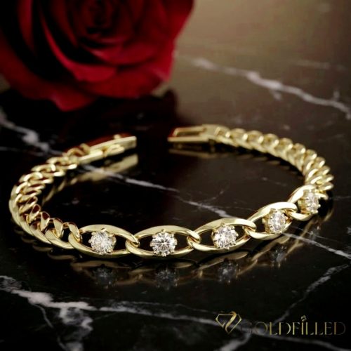 Bratara placata cu aur "Goldfilled" anti-alergenic, lungime 17 cm si grosime 7 mm, culoare 14K