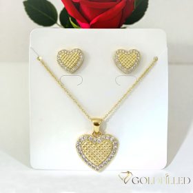   Lanț antialergic „Goldfilled” 45cm/1mm + pandantiv + cercei  Culoare 14K