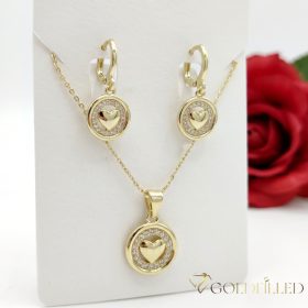   Lanț antialergic „Goldfilled” 45cm/1mm + pandantiv + cercei  Culoare 14K