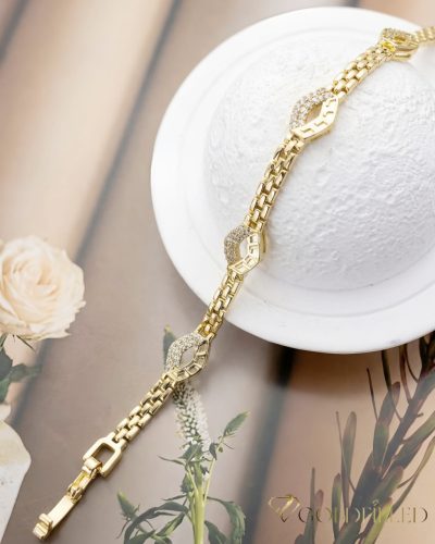 Bratara placata cu aur "Goldfilled" anti-alergenic, lungime 19 cm si grosime 4-8 mm, culoare 14K