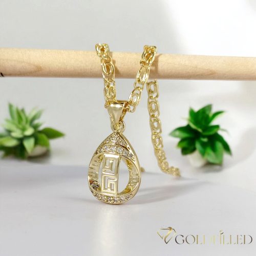 Lanț antialergic „Goldfilled” 50cm/3mm + pandantiv, culoare 14K