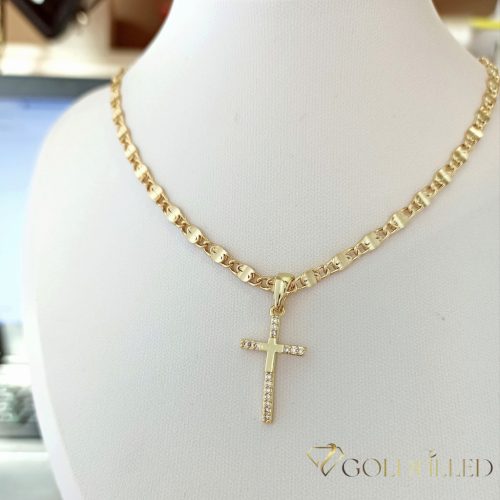 Lanț antialergic „Goldfilled” 50cm/4mm + pandantiv, culoare 14K