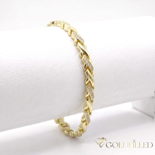 Bratara placata cu aur "Goldfilled" anti-alergenic, lungime 19 cm si grosime 5 mm, culoare 14K