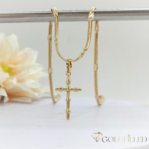 Lanț antialergic „Goldfilled” 45cm/3mm + pandantiv, culoare 18K