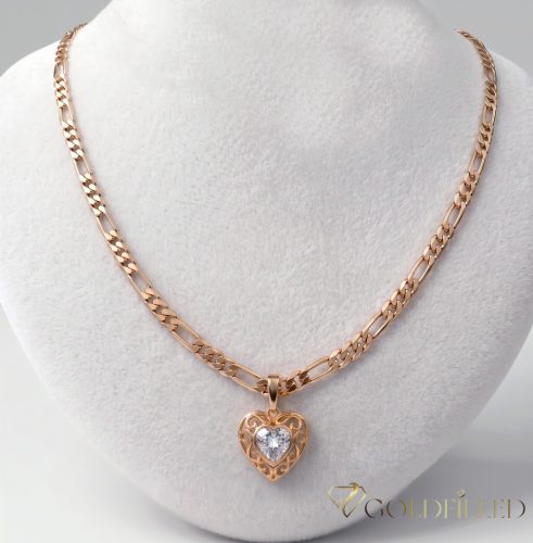 Lanț antialergic „Goldfilled” 45cm/4mm + pandantiv, culoare 18K