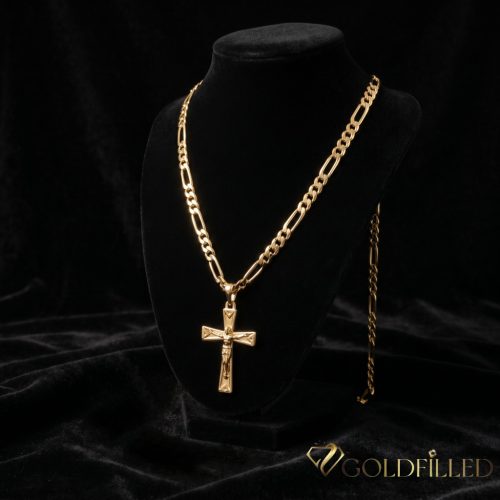 Lanț antialergic „Goldfilled” 50cm/4mm + pandantiv, culoare 18K